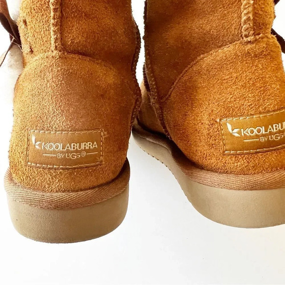 Koolaburra by UGG 9” Shearling Boots Size 5 Tan Suede Bow Details Warm Cozy Boot - Picture 10 of 11